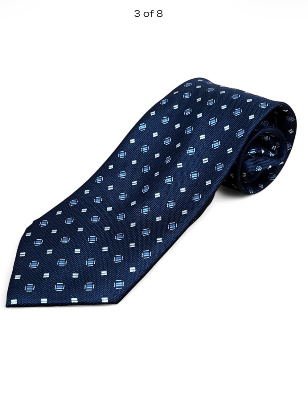 Silk Tie Jos. A. Bank Navy Geometric Wedding Event Party Classic Minimalist Mens
